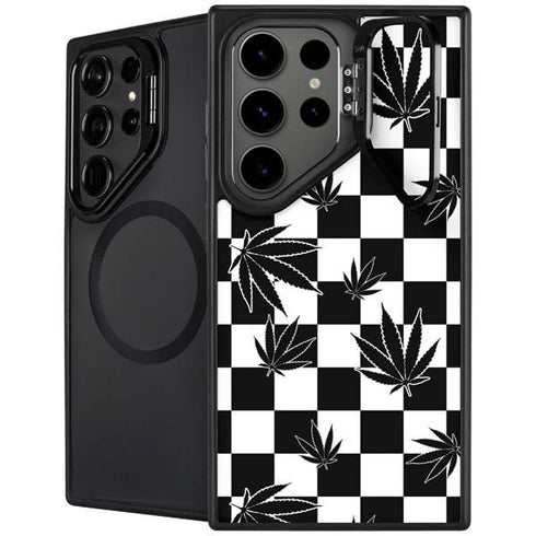 Marijuana Checkered Galaxy Cases