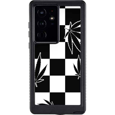 Marijuana Checkered Galaxy S24 Ultra Waterproof Case