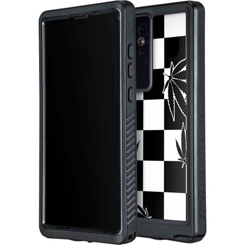 Marijuana Checkered Galaxy S24 Ultra Waterproof Case