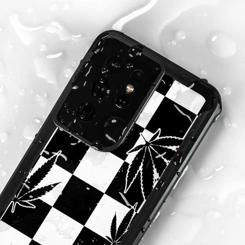 Marijuana Checkered Galaxy S24 Ultra Waterproof Case