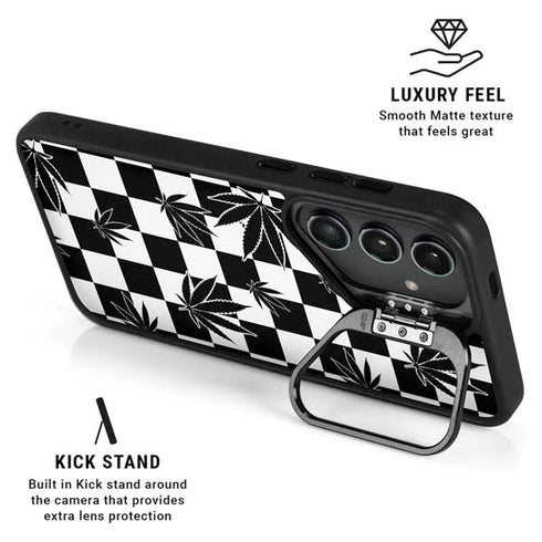 Marijuana Checkered Galaxy S26 Plus Kickstand Case