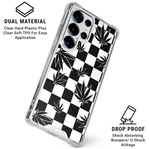 Marijuana Checkered Galaxy S26 Ultra Clear Case
