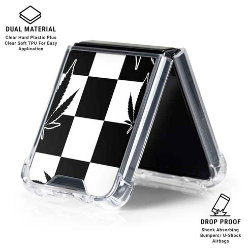 Marijuana Checkered Galaxy Z Flip6 Clear Case