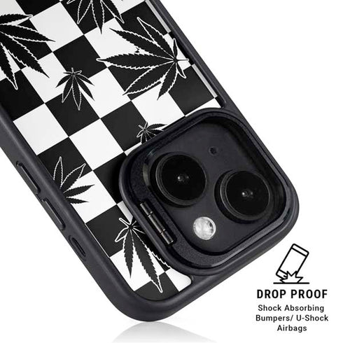 Marijuana Checkered iPhone 14 Kickstand Case