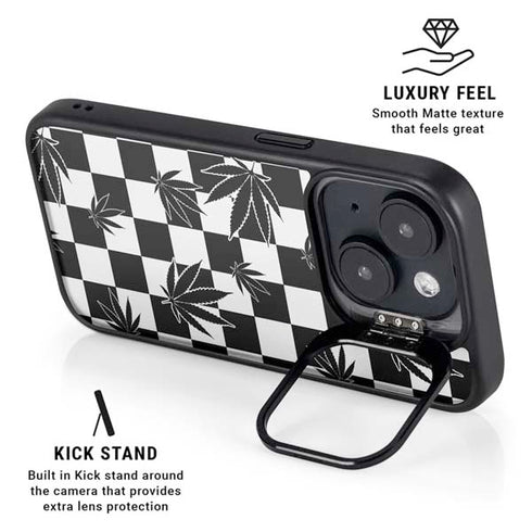 Marijuana Checkered iPhone 14 Plus Kickstand Case