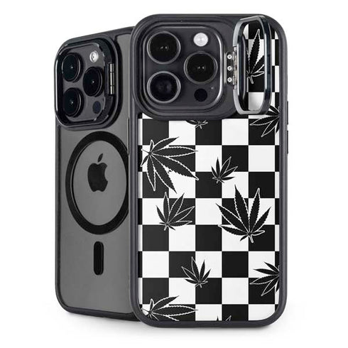Marijuana Checkered iPhone 14 Pro Kickstand Case