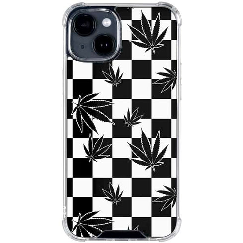 Marijuana Checkered iPhone 15 Clear Case