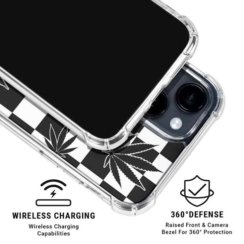 Marijuana Checkered iPhone 15 Clear Case