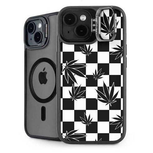 Marijuana Checkered iPhone 15 Plus Kickstand Case