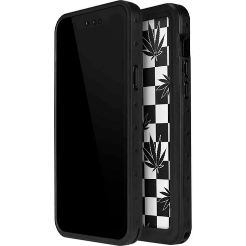 Marijuana Checkered iPhone 15 Plus Waterproof Case