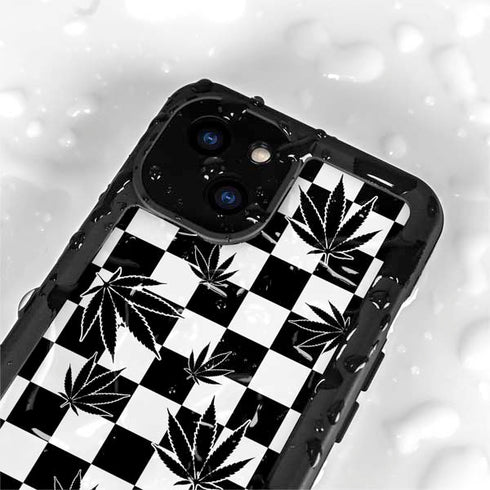 Marijuana Checkered iPhone 15 Plus Waterproof Case