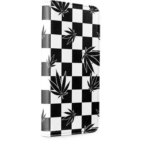 Marijuana Checkered iPhone 15 Pro Folio Case