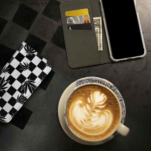 Marijuana Checkered iPhone 15 Pro Folio Case