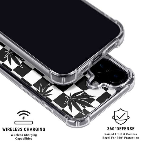 Marijuana Checkered iPhone 16 Plus Clear Case