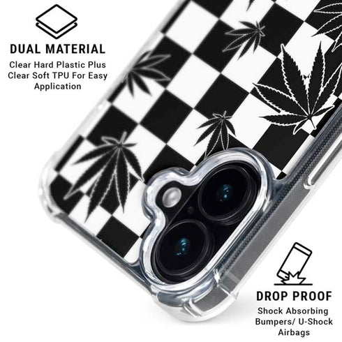 Marijuana Checkered iPhone 16 Plus Clear Case
