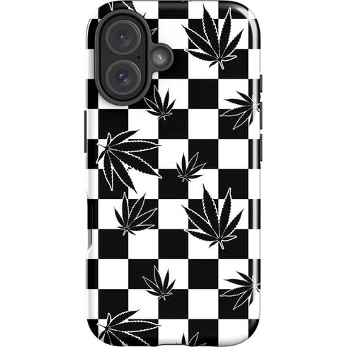 Marijuana Checkered iPhone 16 Plus Impact Case