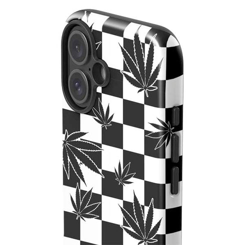 Marijuana Checkered iPhone 16 Plus Impact Case