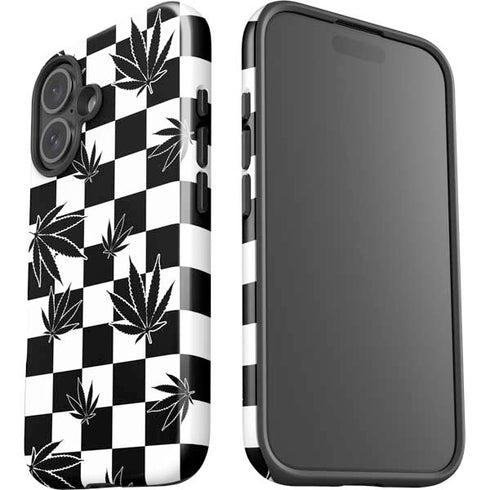 Marijuana Checkered iPhone 16 Plus Impact Case