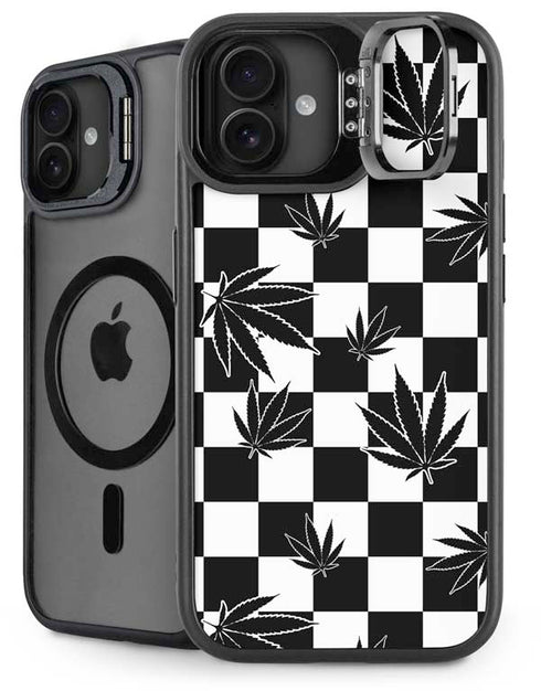 Marijuana Checkered iPhone 16 Plus Kickstand Case