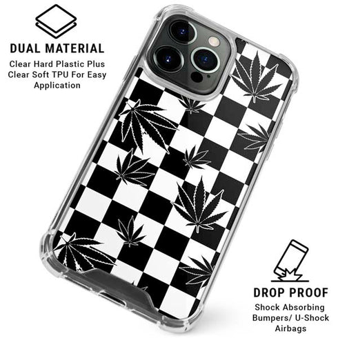 Marijuana Checkered iPhone 16 Pro Max Clear Case