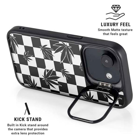 Marijuana Checkered iPhone 16e Kickstand Case