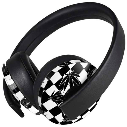 Marijuana Checkered PlayStation 4 Gold Wireless Headset Skin