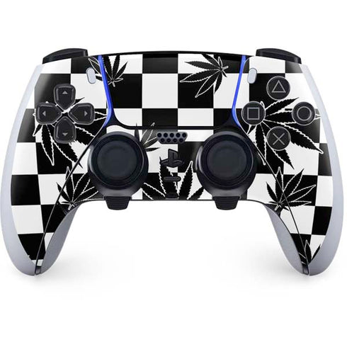 Marijuana Checkered PS5 DualSense Edge Pro Controller Skin