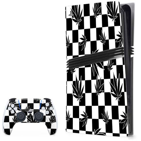 Marijuana Checkered PlayStation PS5 Skins