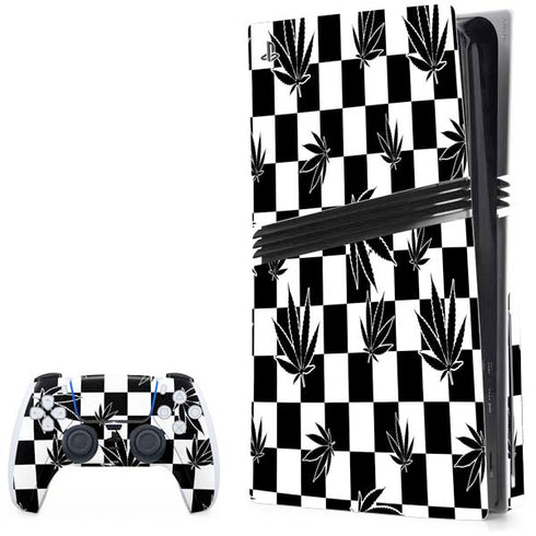Marijuana Checkered PS5 Pro Disk Bundle Skin