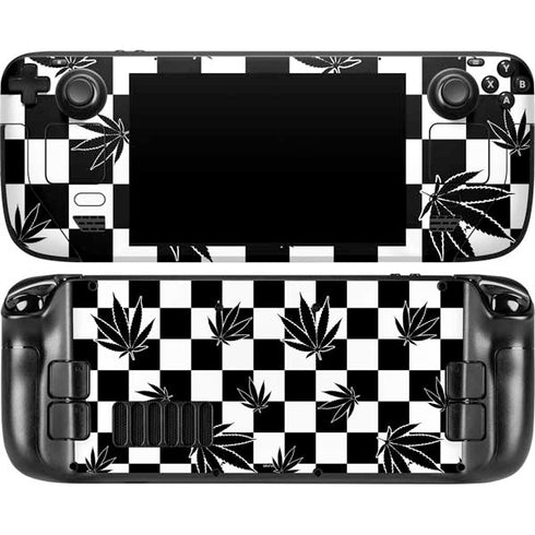 Marijuana Checkered Steam Deck Handheld Gaming Computer Skin