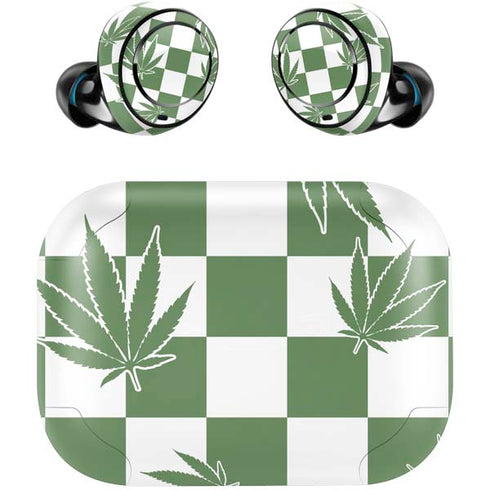Marijuana Green Checkered Amazon Echo Buds Skin