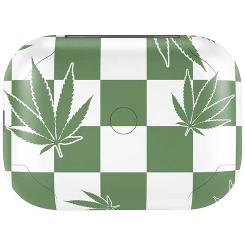 Marijuana Green Checkered Amazon Echo Buds Skin
