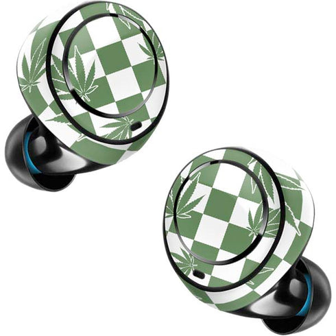 Marijuana Green Checkered Amazon Echo Buds Skin