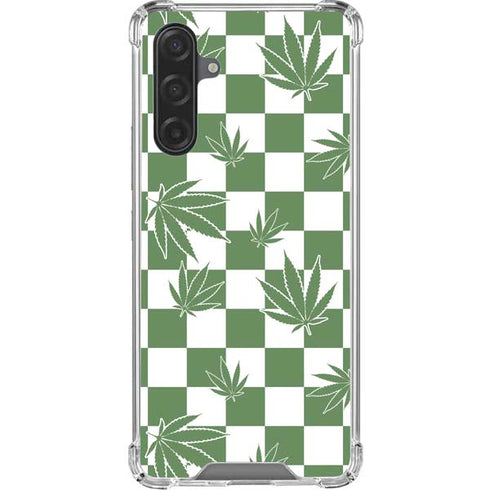 Marijuana Green Checkered Galaxy A17 Clear Case