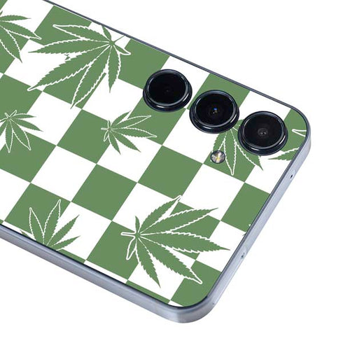 Marijuana Green Checkered Galaxy A35 5G Skin