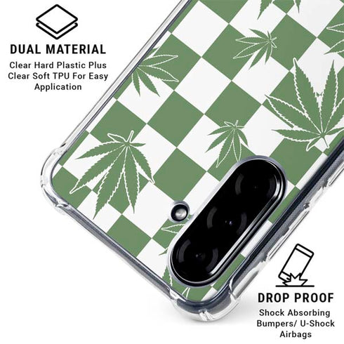 Marijuana Green Checkered Galaxy A36 5G Clear Case