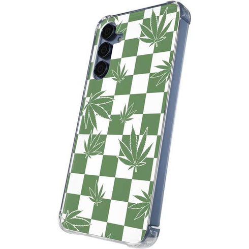 Marijuana Green Checkered Galaxy A55 5G Clear Case
