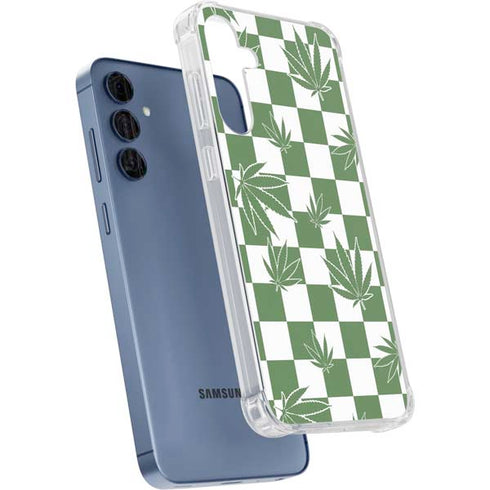 Marijuana Green Checkered Galaxy A55 5G Clear Case