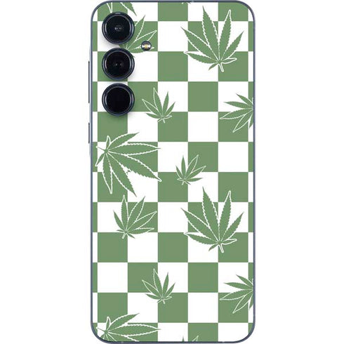 Marijuana Green Checkered Galaxy A55 5G Skin