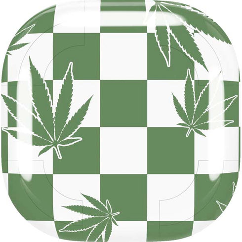 Marijuana Green Checkered Galaxy Buds Live Skin