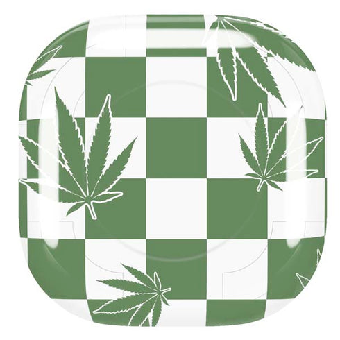 Marijuana Green Checkered Galaxy Buds Live Skin