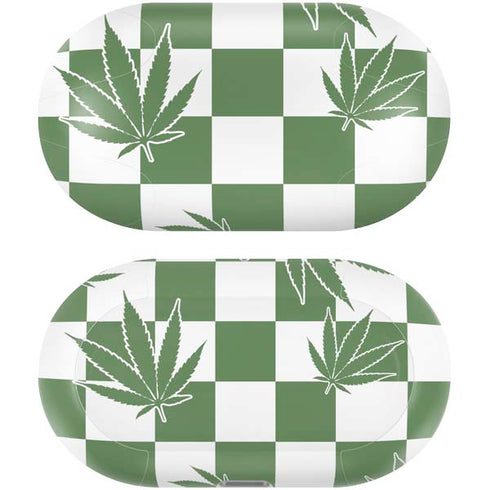 Marijuana Green Checkered Galaxy Buds Plus Skin