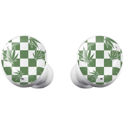 Marijuana Green Checkered Galaxy Buds Plus Skin