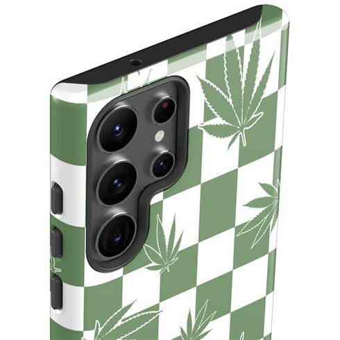 Marijuana Green Checkered Galaxy S23 Ultra Pro Case