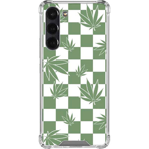 Marijuana Green Checkered Galaxy S24 FE Clear Case
