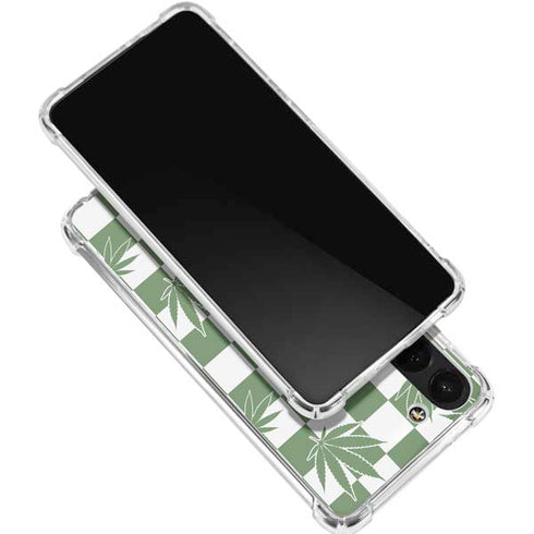 Marijuana Green Checkered Galaxy S24 FE Clear Case