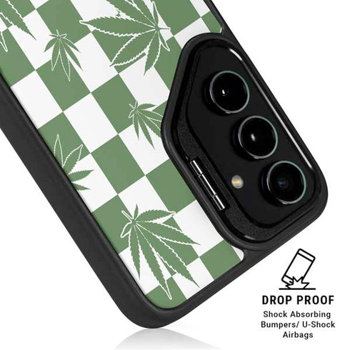 Marijuana Green Checkered Galaxy S24 FE Kickstand Case