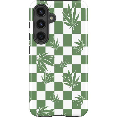 Marijuana Green Checkered Galaxy S25 Impact Case