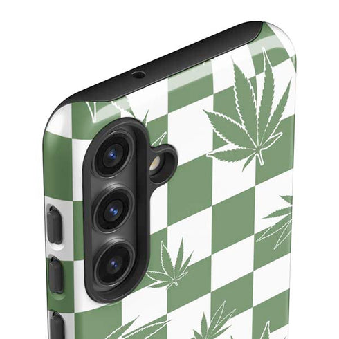 Marijuana Green Checkered Galaxy S25 Impact Case