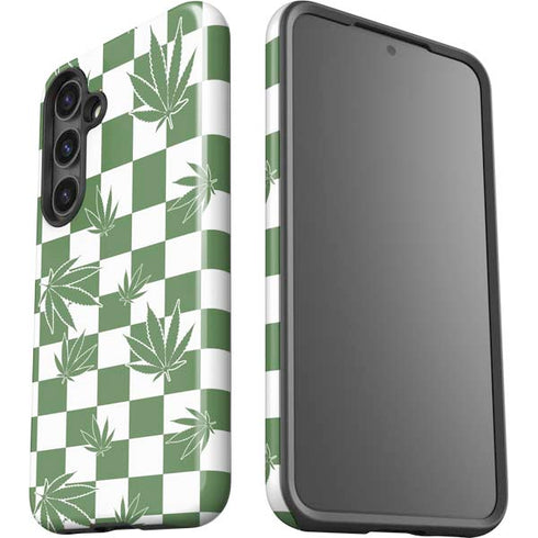 Marijuana Green Checkered Galaxy S25 Impact Case